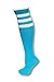NEON NATION Unisex White Knee High Team Tube Socks with Various Colored Stripes