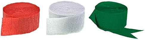 Christmas Crepe Paper Streamers (Red, Green and White 2 Rolls Each)