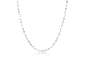 ARGENTO REALE 925 Sterling Silver Rice Bead Chain, Silver Oval Bead Chain Necklace, Silver Beaded Chain Necklace.
