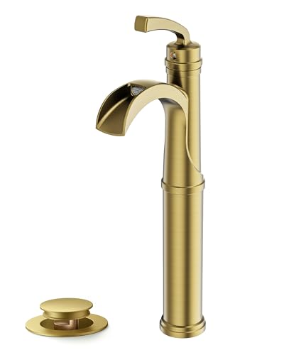 FORIOUS Vessel Sink Faucet 1 Hole, Vintage Bathroom Faucet Brushed Gold