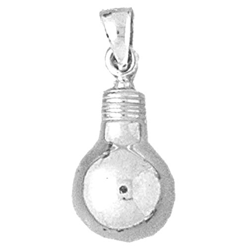 Rhodium-plated Silver 22mm Light Bulb Pendant Necklace