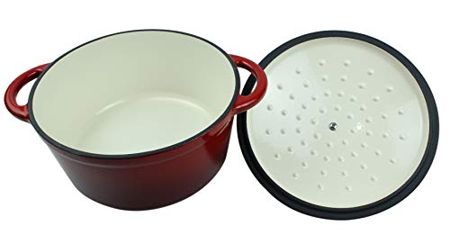 Dutch Oven Enameled Cast Iron Pot with Dual Handle and Cover Casserole Dish - Round Red 10.23" (26 cm)