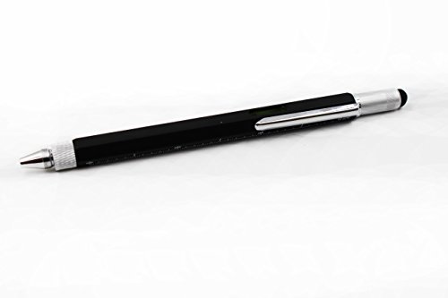 6 in 1 Multitool Pen with Gift Box - Includes 1 Ballpoint Pen, Universal Stylus Pen, Ruler,Flat and Phillips Screwdriver Bit, Level Gauge - The Perfect Multi-Function Gadge (Model B, 1PCS MATTE BLACK)
