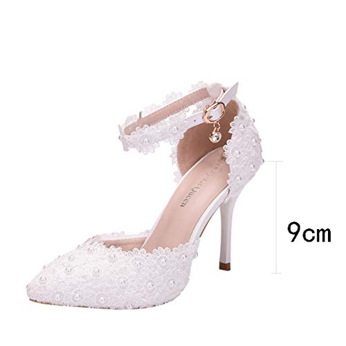 lkoezi Women Rhinestone High Heels, Lady Sexy Wedding Pointed Toe Thin Sandals Shoes Ankle Straps Sandals