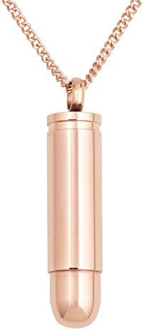 Men's Stainless Steel Rose Golden Urn Necklace Cremation Ashes Jewelry Memorial Keepsake Bullet Funnel Pendant