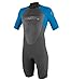 O'Neill Youth Reactor 2mm Back Zip Spring Wetsuit, Graphite/Brite Blue/Brite Blue, 12