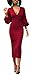 Corala Women Deep V Puff Long Sleeve Bodycon Party Midi Dress