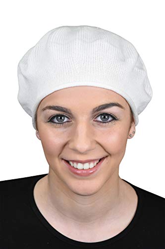 Landana Headscarves Beret for Women 100% Cotton Solid - White