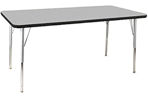 Learniture Adjustable-Height Rectangle Activity Table, 60" W x 24" D, Grey/Black, LNT-RCE2460CP-GBK