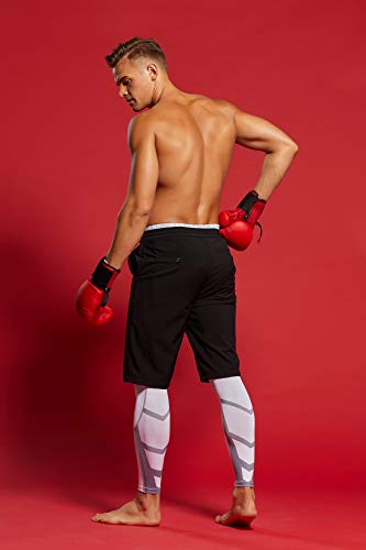 saraca core Men Boys Youth Compression Yoga Athletic Pants Running Football Tights Baselayer Workout Basketball Leggings (Whitepattern, Medium)