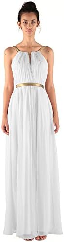 Miss Mint Women's Open Back Halter Key Hole Bridesmaid Dress Long MS23 (0, White)
