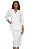 White 2-Piece Diana Dress Jacket & Skirt Suit by Peaches Uniforms. Great for Nurses!