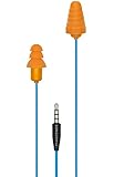 Plugfones Guardian Earplug-Earbud Hybrid - Light Blue Cable / Orange Plugs