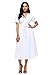 AlvaQ Women Sexy V Neck Short Sleeve A Line Skater Dress Knee Length Midi Party Dresses Club White Large
