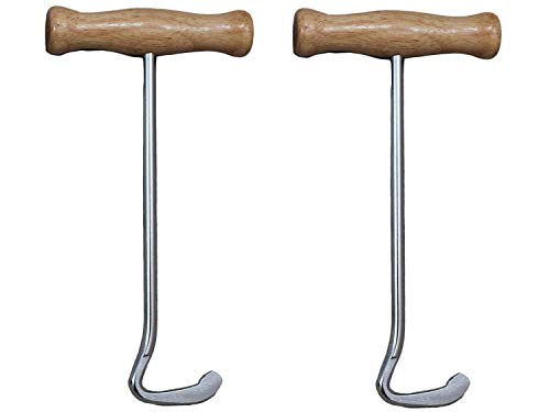 Derby Originals Cowboy Boot Pull Hooks Pair with Wooden Handles Cowboy Western Boot Pull Hooks Pair with Wooden Handles, Brown/A