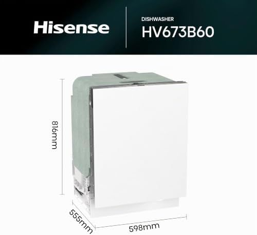 Hisense hv673b60 - máquina de lavar louça 60cm, embutida, classe b, capacidade 16, conectividade wifi, 3 níveis de lavagem, entrada de água quente, lavagem rápida de 15', integrável