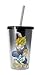 Dragon Ball Z VEGETA Plastic Travel Tumbler Cup/Carnival Cup with Earrings Molded Ice Cubes, Brand New, Grey colored, Set of 1, 16oz