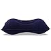 Super-thick Flocking Fabric Inflatable Pillow Portable Travel Pillow(Dark Blue)