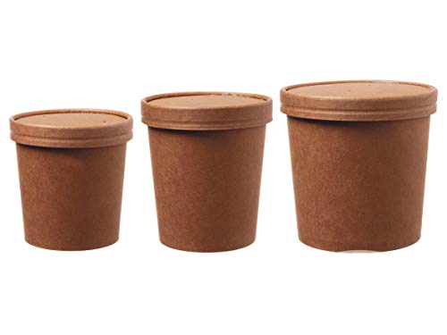 DeinPack 50 Suppenbecher to go mit Deckel braun 360ml 12oz I Becher mit PLA Innenbeschichtung Suppen-Becher to Go Pappe I 50 Bio Einweg-Becher mit Deckel | Eisbecher mit Deckel | biologisch abbaubar – Bild 3