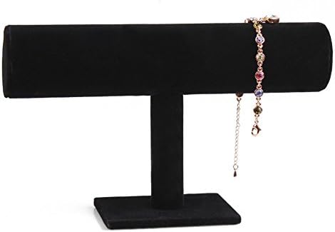 Right Options Jewelry Display Stand Holder, Velvet T-Bar for Home Organization Bracelet Necklace Bangle T Bar in 3 Colors(Black Velvet)