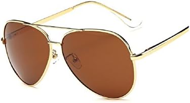 YJMILL New Polarized Sunglasses Retro Pilots Riding Fishing Golf Travel Sports Sunglasses Men And Women 8037 (Gold-tea, 60)