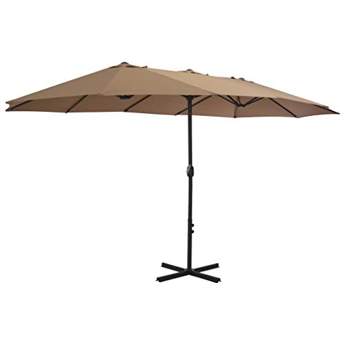 Qnotici Sonnenschirm mit Aluminium-Mast UV-Schutz Sonnenschutz Gartenschirm Marktschirm Terrassenschirm 460 x 270 cm… – Bild 3