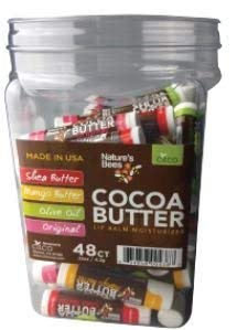 96 Pack Nature’s Bees Cocoa Butter Lip Balm Tubes Moisturizer All Natural Chap Treatment (96 pack)