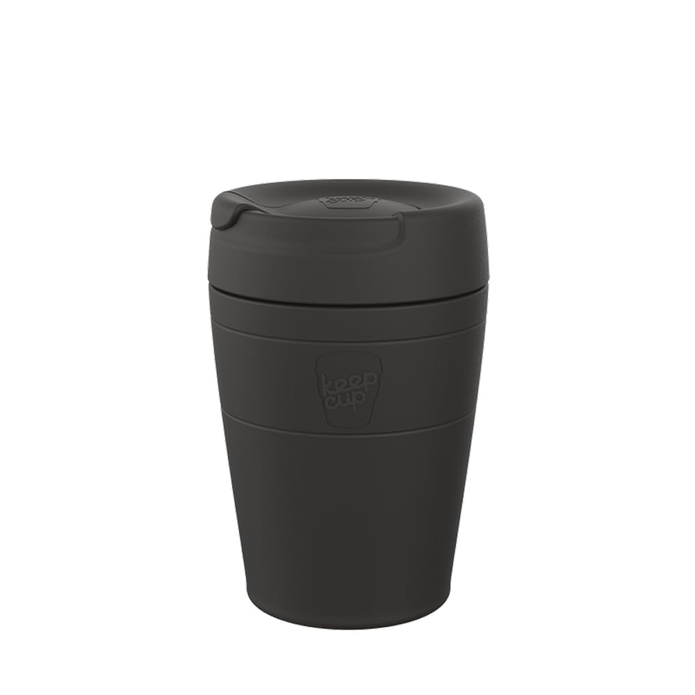 KeepCup Helix Thermal | Reusable Stainless Steel Coffee Cup | Double-Walled, Vacuum Insulated, Travel Mug with Fully Sealed Twist-Fit Sipper Lid, BPA & BPS Free | Medium 12oz/340ml | Black