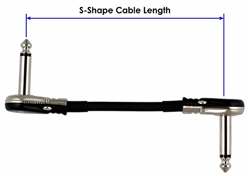 2-Pack 6" S-Shape Castline Silver Mogami 2319 Guitar Pedal Board Patch Cable TS Low Profile Pancake Connector