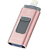 USB Drive 128GB for iPhone Photo Stick iOS Flash Drives USB3.0 Memory Stick 3in1 External Storage Thumb Drive Richwell Compatible iPhone iPad Mac Android and Compute(Pink128G-XT)