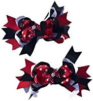 4" Minnie Mouse Inspired Hair Bows Grosgrain Ribbons Alligator Clip Red &amp; White Polka Dots