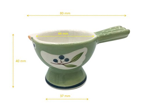 WD-FB37-2 set Ceramic soft or Hard boiled egg cup holder (Egg holder) - for Breakfast Brunch Soft Boiled Egg Holder Container Stand Set Green color - Thumbnail 4