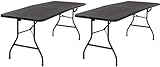 Cosco Deluxe 6 Foot x 30 inch Fold-in-Half Blow Molded Folding Table, Black, 2 Pack