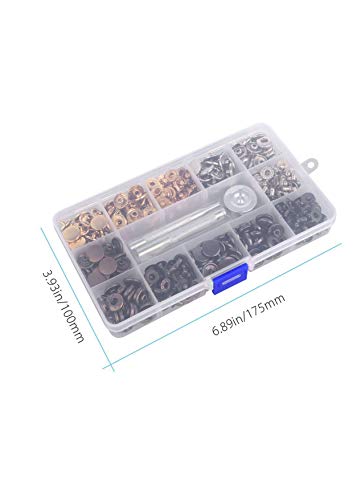 120 Pcs Snap Fasteners Kit,15mm Metal Snap Buttons Press Studs,3 Pieces Fixing Tools and Transparent Storage Box, 4 Color Clothing Snaps Kit for Leather, Jacket, Jeans Wear, Bracelet, Bags