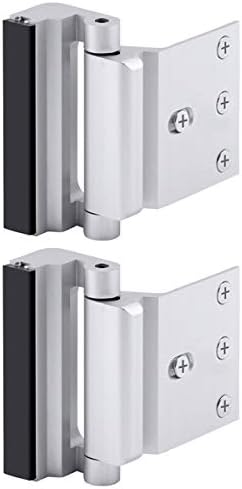 Home Security Door Lock, Childproof Door Reinforcement Lock with 3″ Stop Withstand 800 lbs for Inward Swinging Door, Upgrade Night Lock to Defend Your Home (Silver-2 Pack)