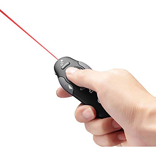 VizGiz Powerpoint Clicker with Laser Pointer Presentation Remote Control and Red Light Point Universal RC RF 2.4GHz Wireless USB PPT Presenter Controller Slide Flip Pen for School Teaching Business