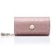 Vlando Small Travel Jewelry Roll Organizer, Leather Jewelry Holder Pouch for Daily Jewelry Storage and Carrying, Pink