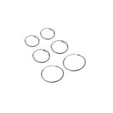 3 Pairs Sterling Silver Endless Hoop Earrings for Cartilage, Nose or Lips, 10mm 12mm 14mm