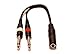 9 Inch Long 1/4 Inch Stereo TRS Female to 2 X 1/4 Inch Male Mono Y Splitter Cable