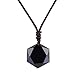 Blue Europa Black Obsidian Natural Stone Pendant with Adjustable Necklace