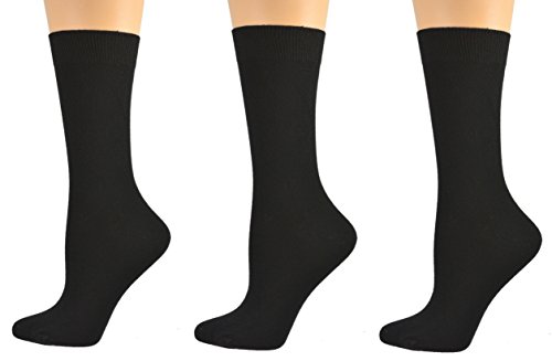 Women's Crew Rayon from Bamboo Socks - Office & School Uniform Socks - 3 Pair Pack Solid Color Socks