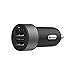 Lab C Dual USB Car Charger for Android, Samsung, Galaxy, Note, Blackberry, Bluetooth Headsets, Headphones, Garmin Navigators - Space Grey with Micro 5 pin Cable