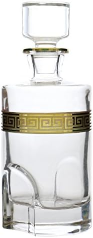 Versace Greek Key Inspired 24 OZ Liquor Decater Gold Accented