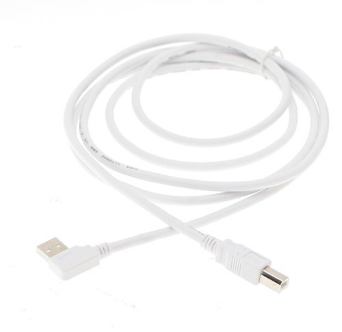 USBGear 6ft. White USB Cable A Right Angle to B, High-Speed USB 2.0 Device Cable
