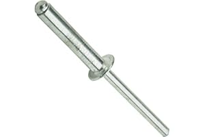 Fastenere Pop Rivets - 3/16" x 7/8" (50pcs) Heavy Duty, Open-End, Aluminum, Dome-Head Blind Rivets, Corrosion-Resistant, High Tensile & Shear Strength, 6-14 Gap 0.751"-0.875"