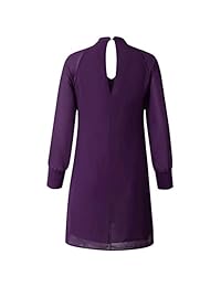 Alelly - Vestido de gasa para mujer, cuello en V, hombros descubiertos, manga larga, estilo casual