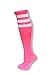 NEON NATION Unisex White Knee High Team Tube Socks with Various Colored Stripes