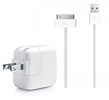 KimRose (tm) 10'FT USB Sync Cable Power Cord + 10W Wall Charger for ipad 1,2,3 ; iphone 3, 3s, 4, 4s
