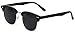 WearMe Pro - Classic Half Frame Polarized Semi-Rimless Rimmed Sunglasses (Black/Silver Rim/Black Lens, 51)