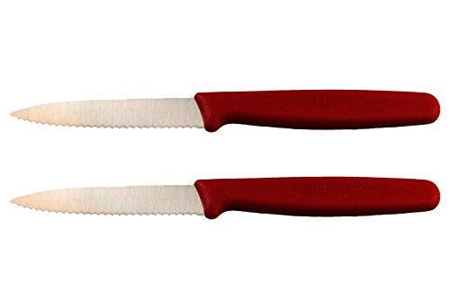 Victorinox Forschner Utility Knife with 3.25-Inch Wavy Blade (2-Pack),
Red Handle